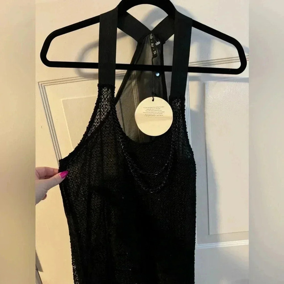 S.M.N Chain Swim Coverup Dress Black OneSize NWT Edgy Fun Chain Necklace Detail - Picture 3 of 16